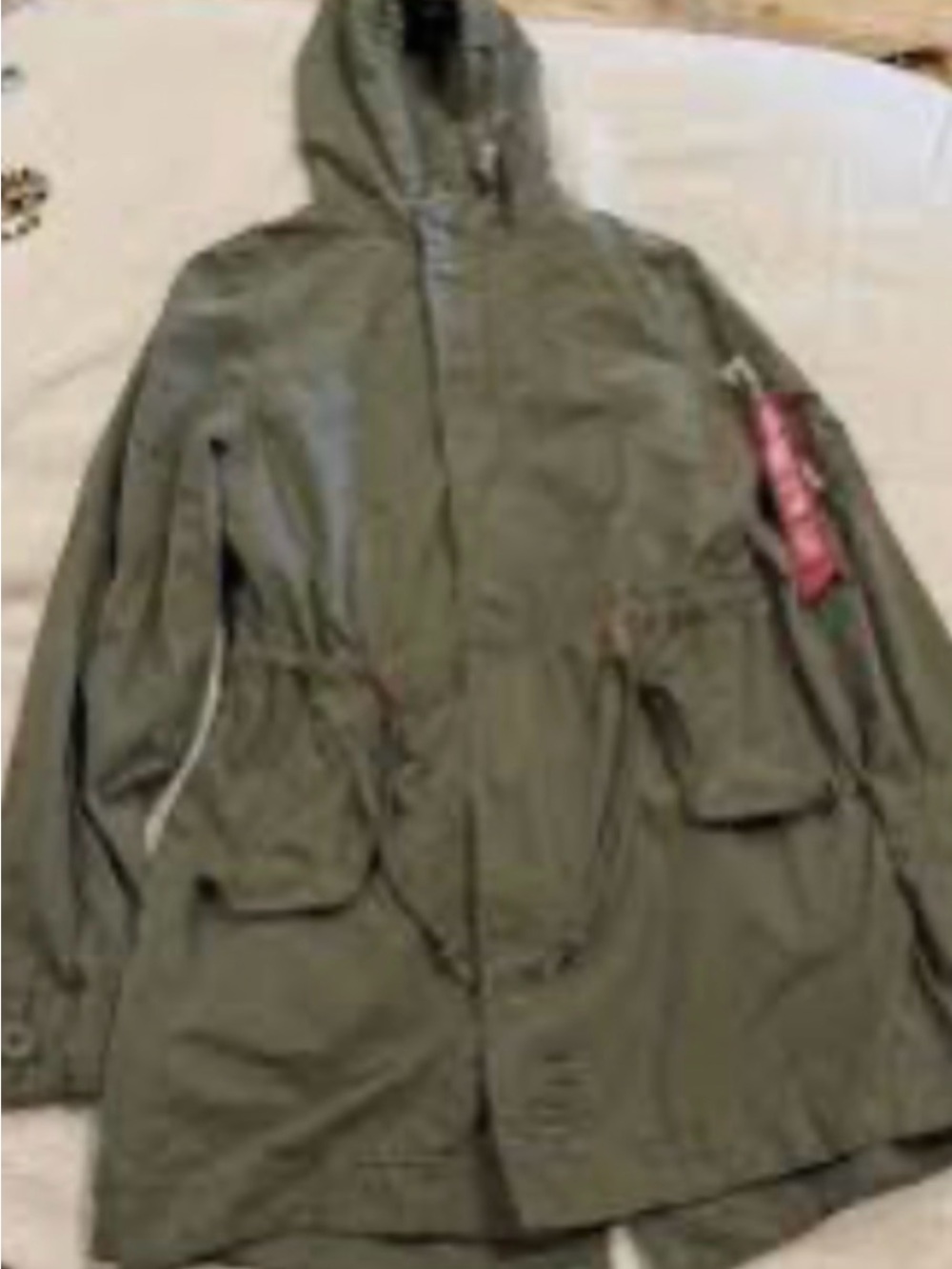 Alpha Industries Olive Hooded Field Parka with Sleeve Detail